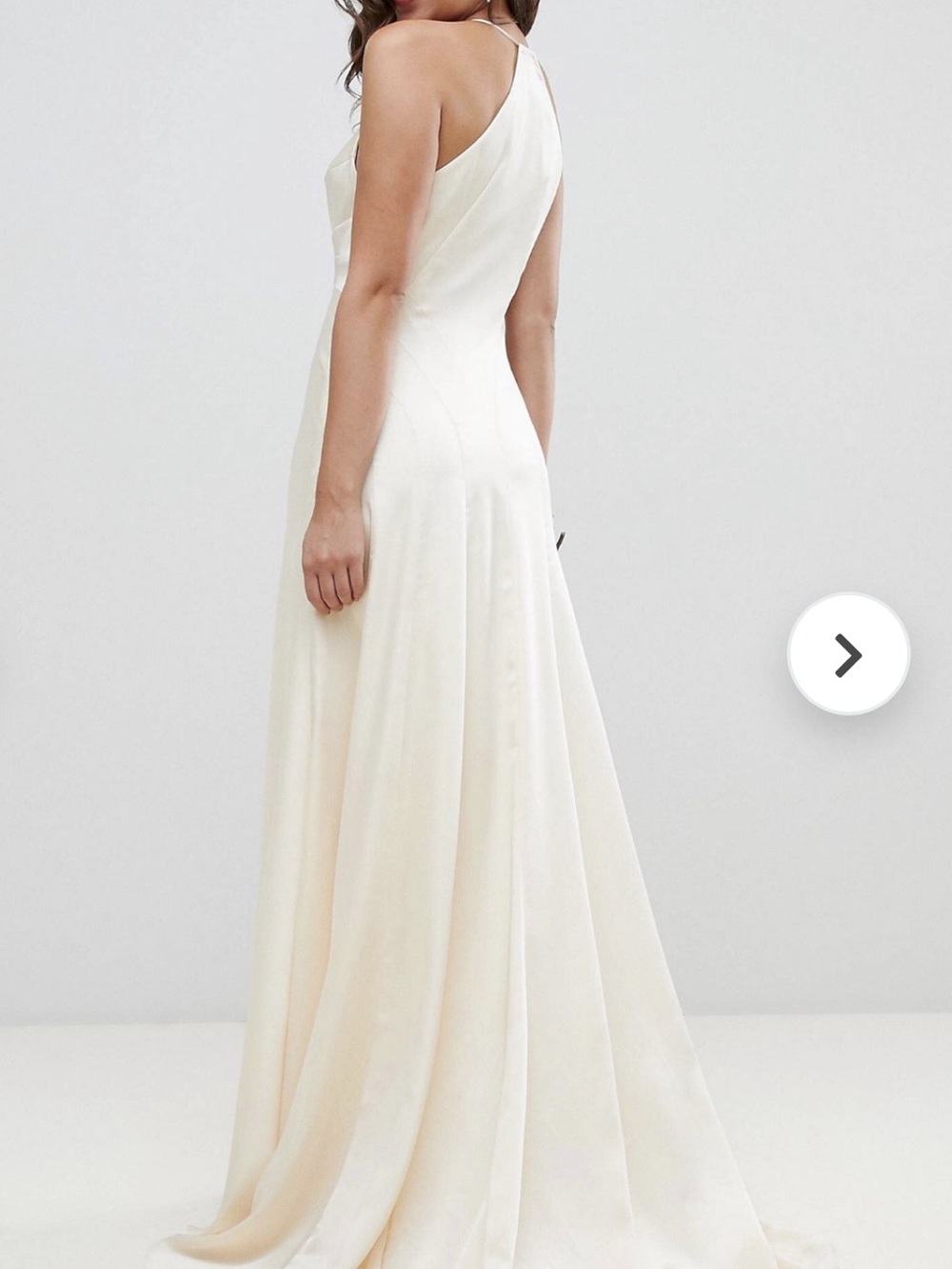 NWT Vintage ASOS Ivory V-Neck Satin Wedding Dress - Picture 3 of 8